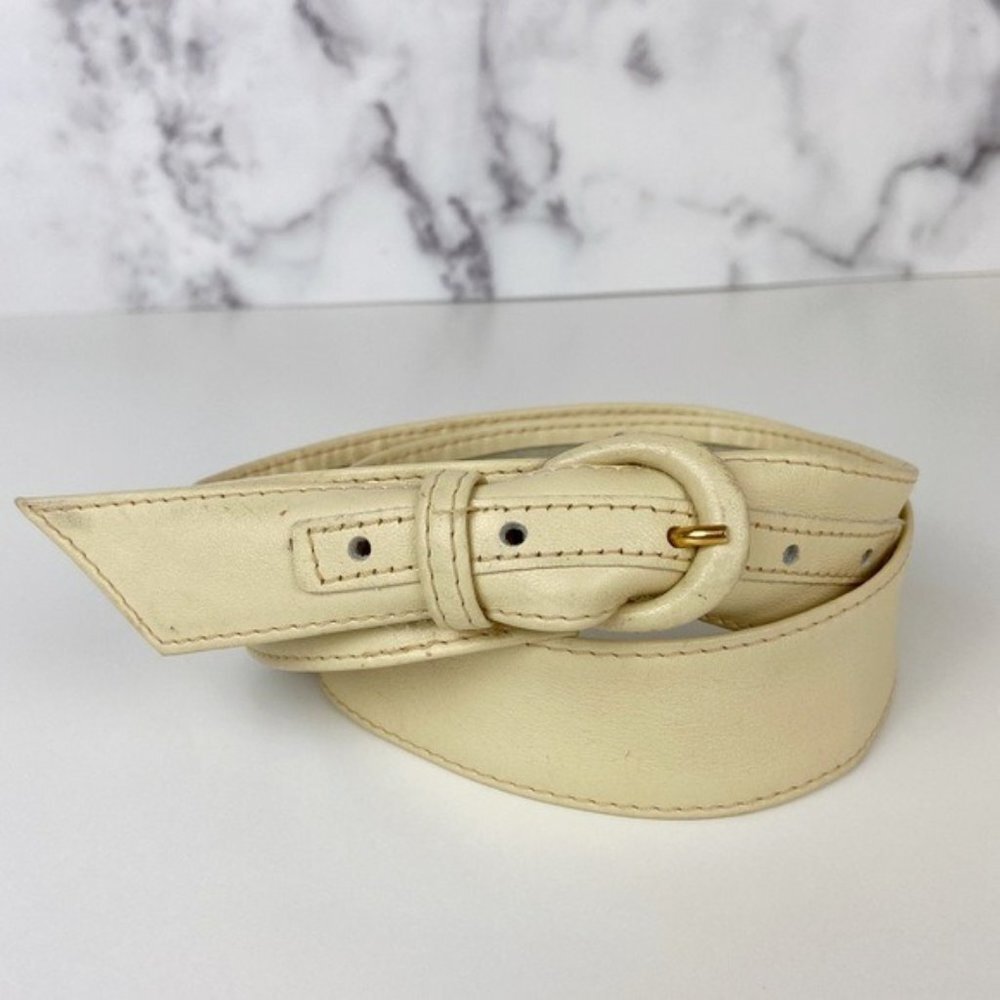 Vintage Lightweight Beige Leather Belt